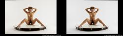 Nude Woman White Sitting poses - ALL Slim long blond Sitting poses - simple 3D Stereoscopic poses Pinup